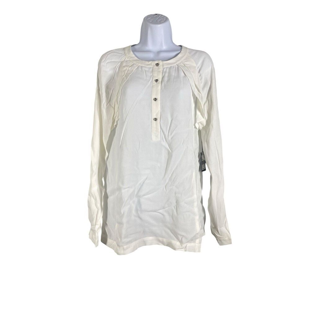 Nanette Lepore Womens Fairytale‎ Ruffled Long-Sleeve Top in Ivory Size Medium